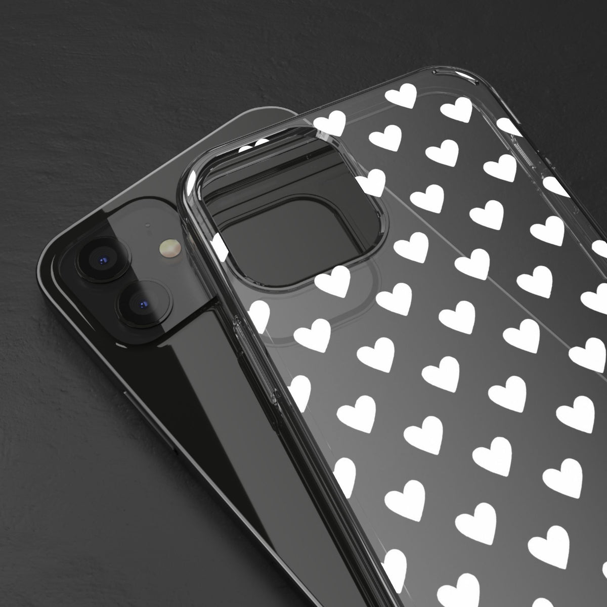 White Heart Pattern — Clear Phone Case