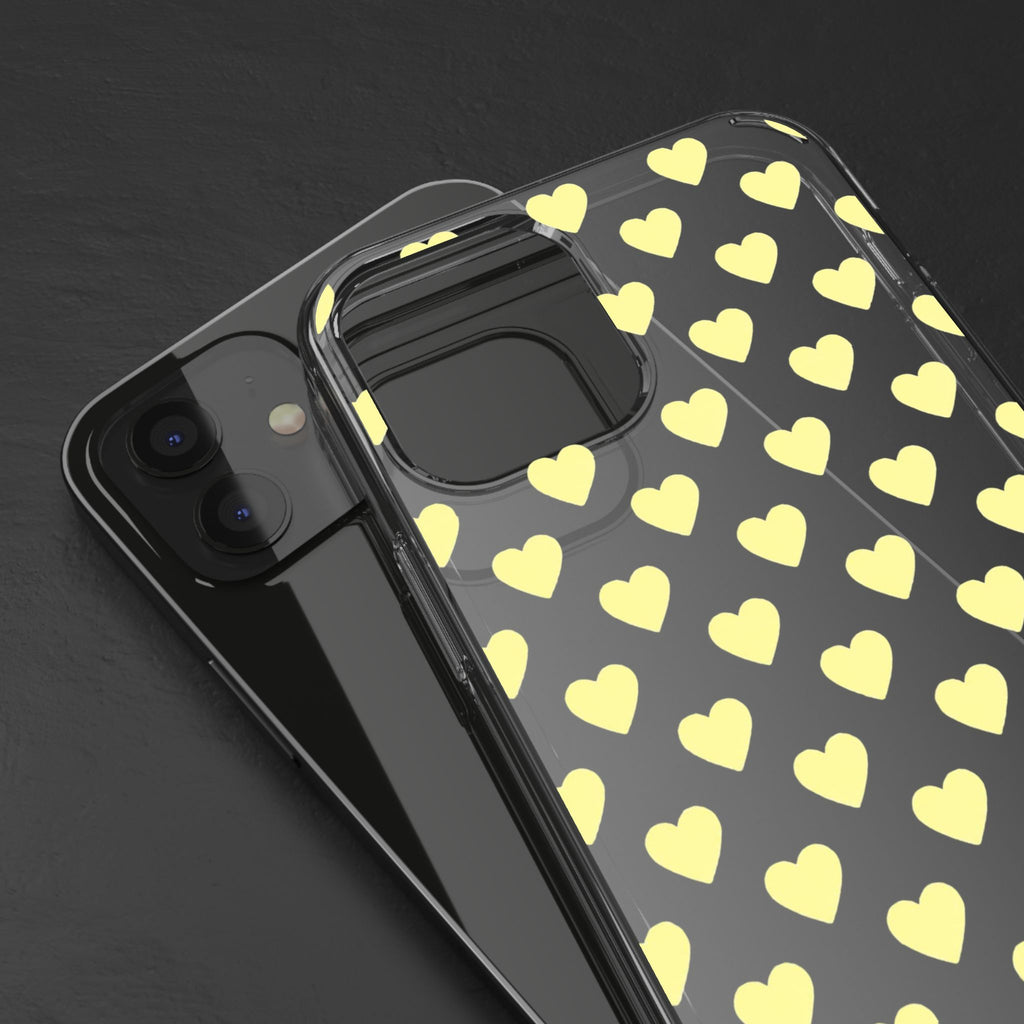 Yellow Heart Pattern — Clear Phone Case