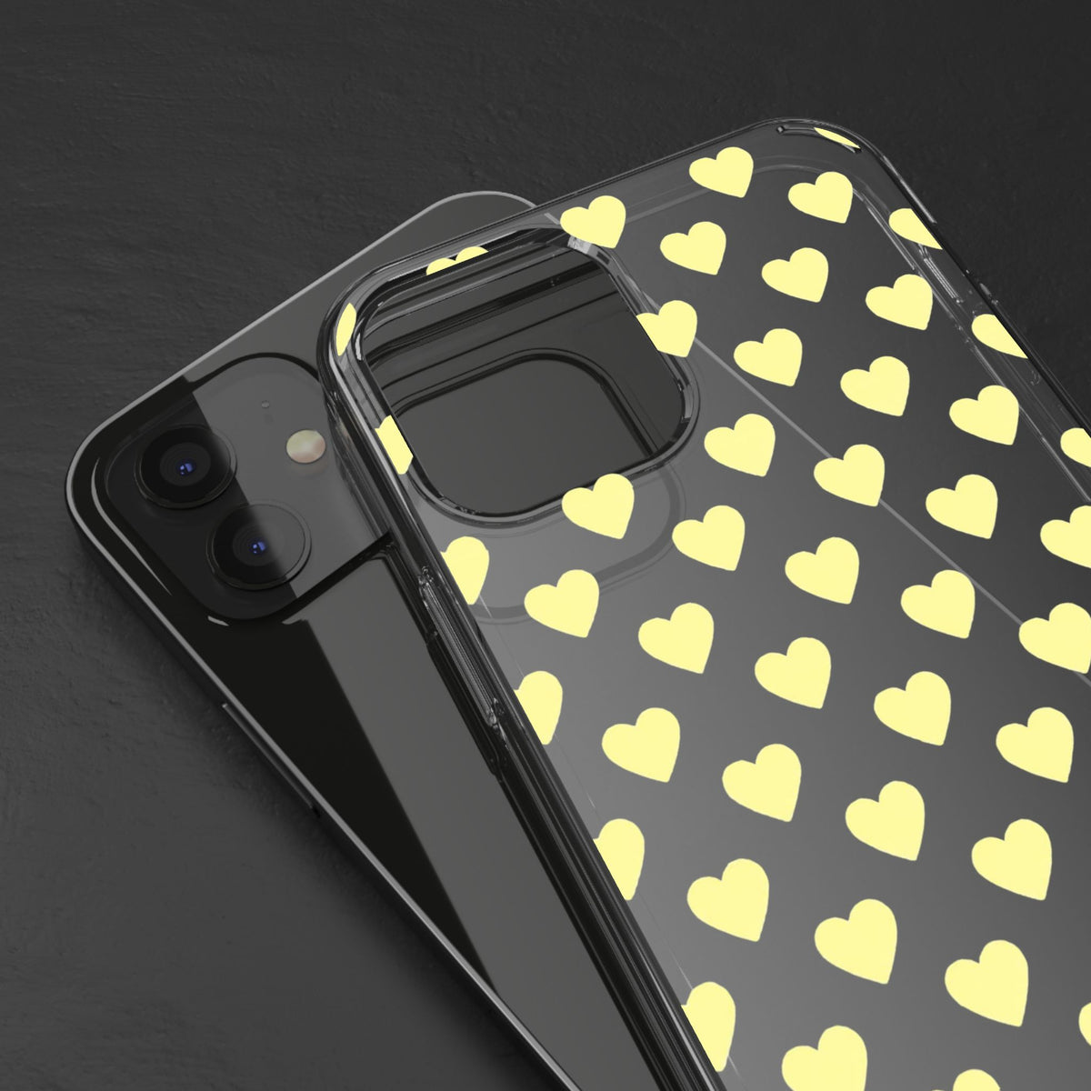Yellow Heart Pattern — Clear Phone Case