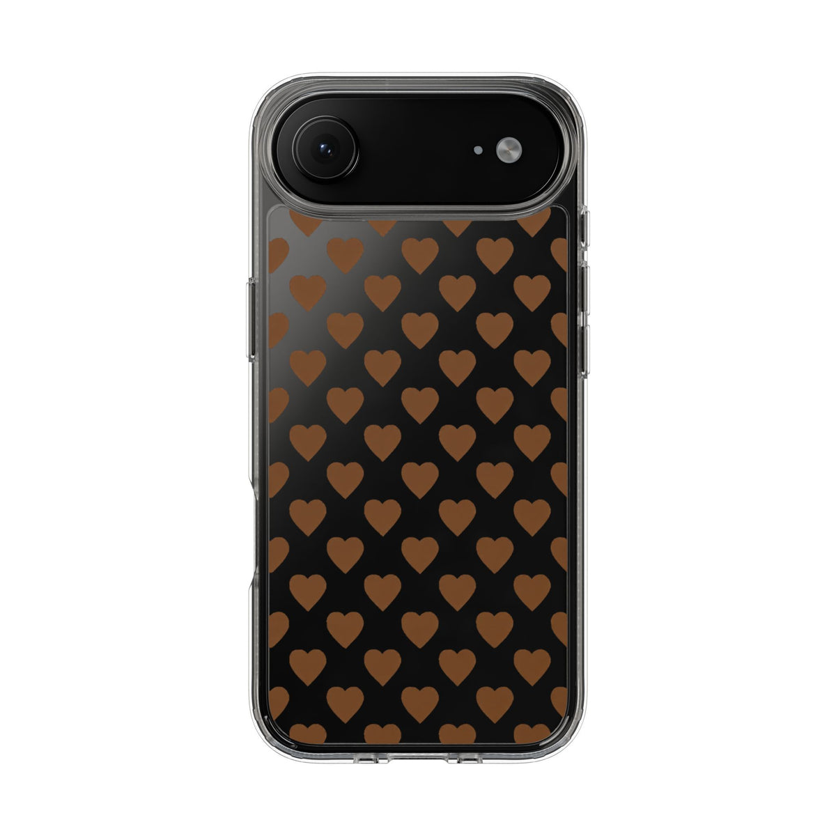 Brown Heart Pattern — Clear Phone Case