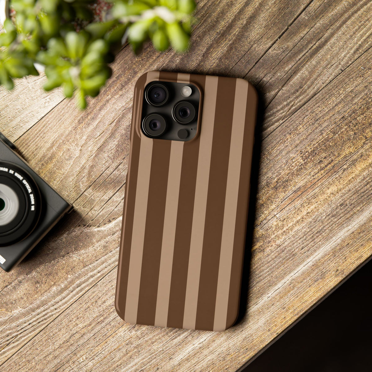 Retro Brown Stripes— Slim iphone Case