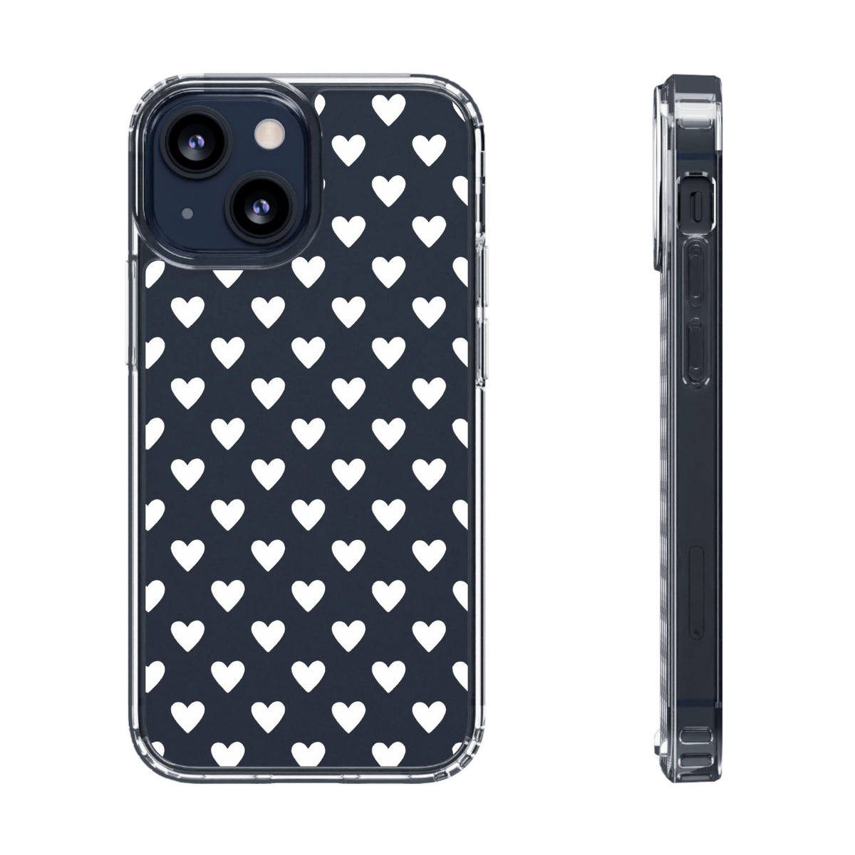 White Heart Pattern — Clear Phone Case