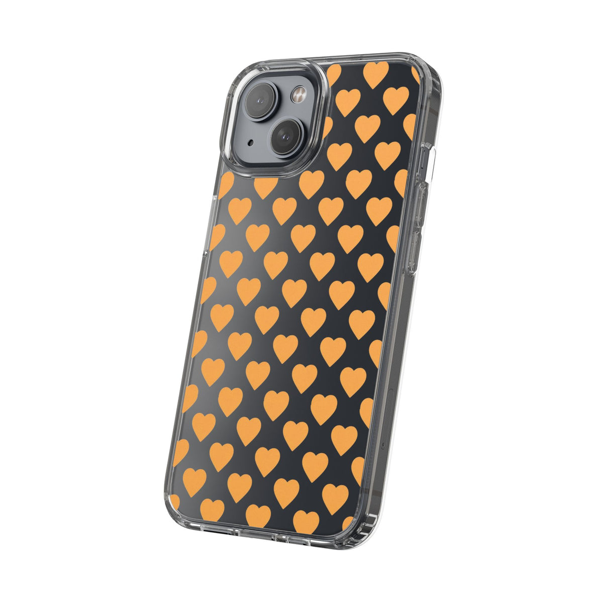 Orange Heart Pattern— Clear Phone Case
