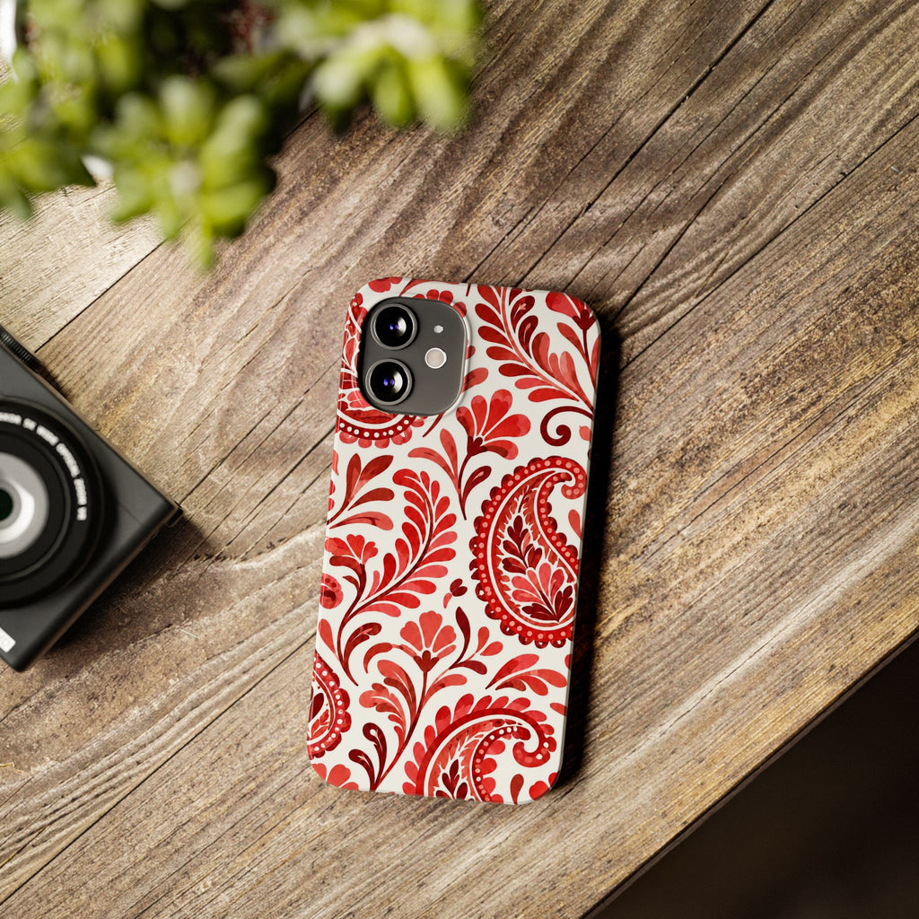Red Paisley Pattern — Slim iphone Case