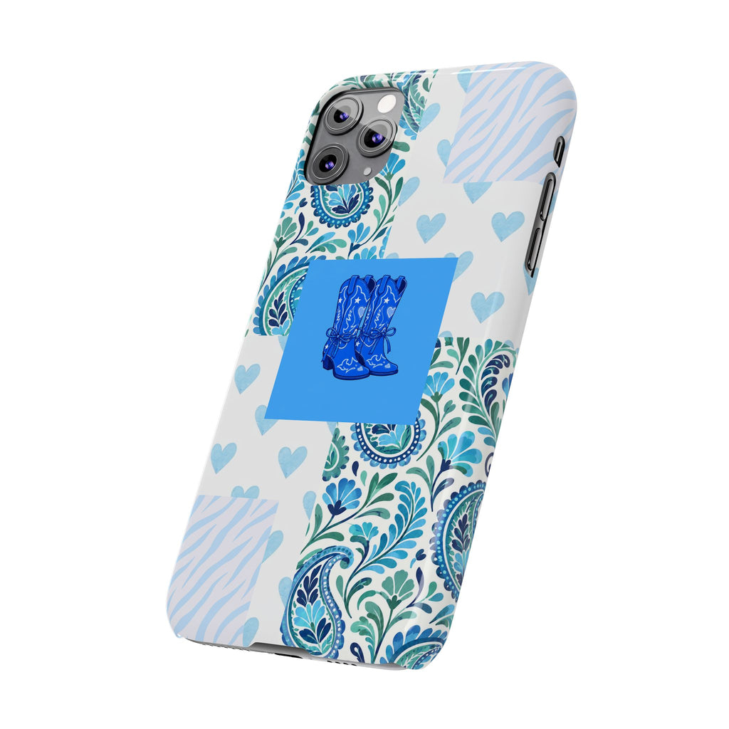 Blue Boot Multi Pattern  – Slim iphone Case
