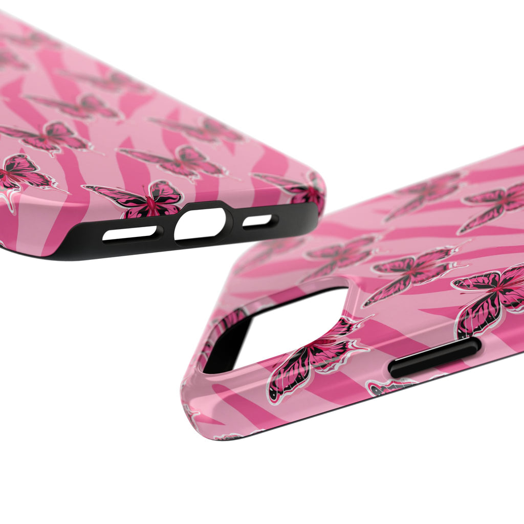 Pink Butterfly and Zebra— Tough Phone Case