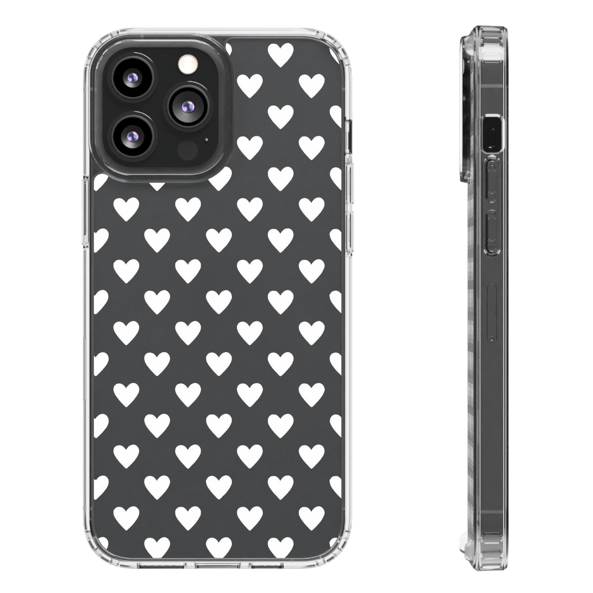 White Heart Pattern — Clear Phone Case