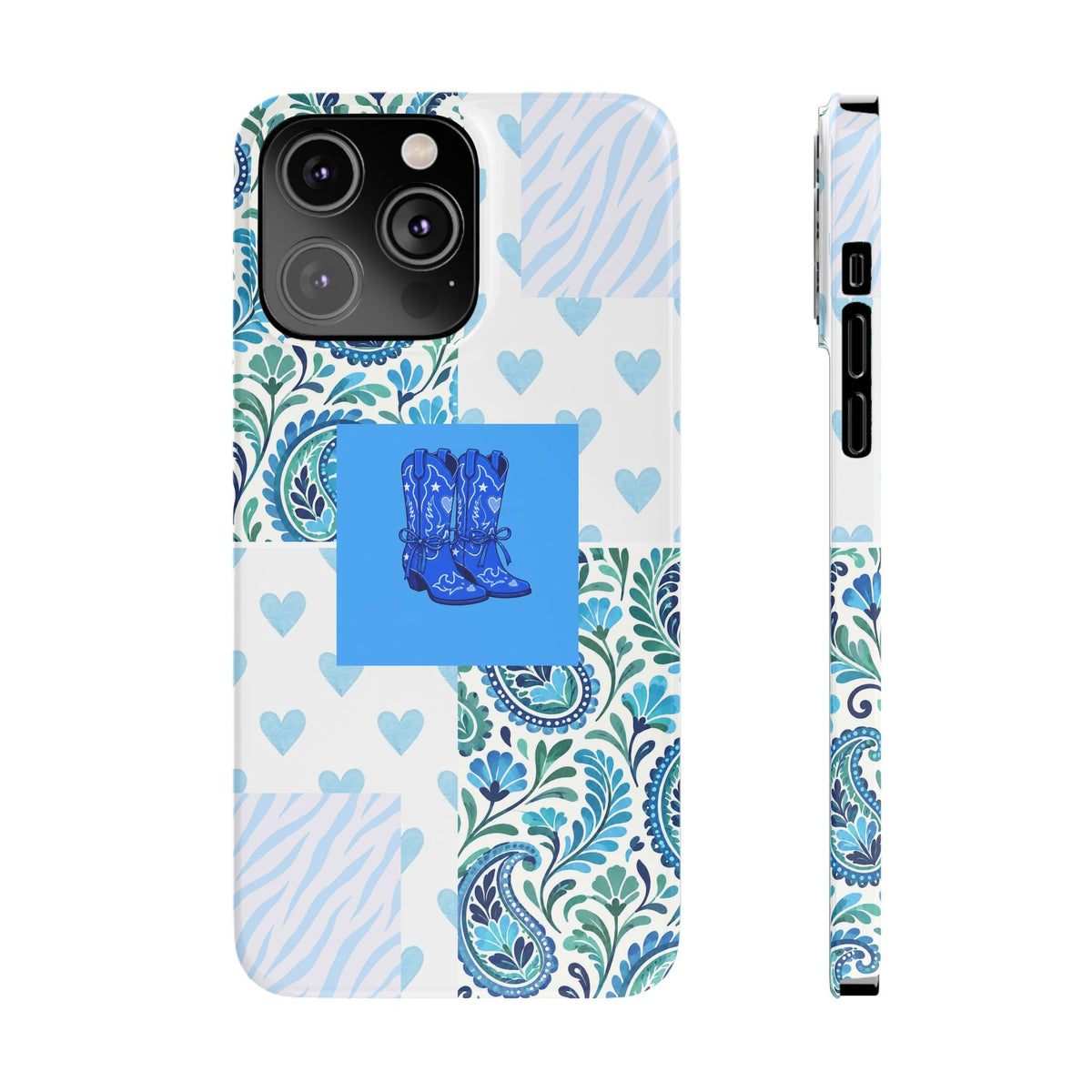 Blue Boot Multi Pattern  – Slim iphone Case