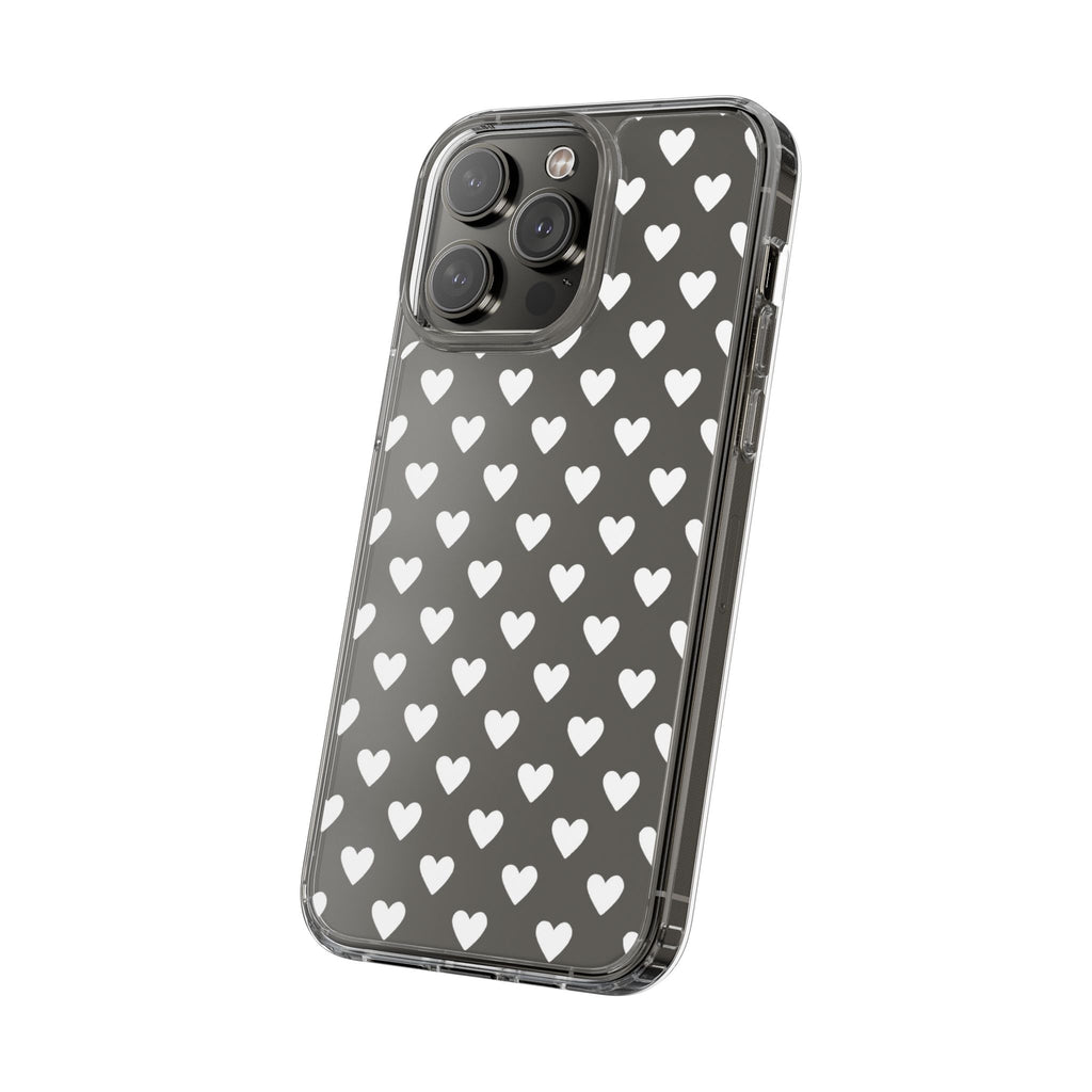 White Heart Pattern — Clear Phone Case