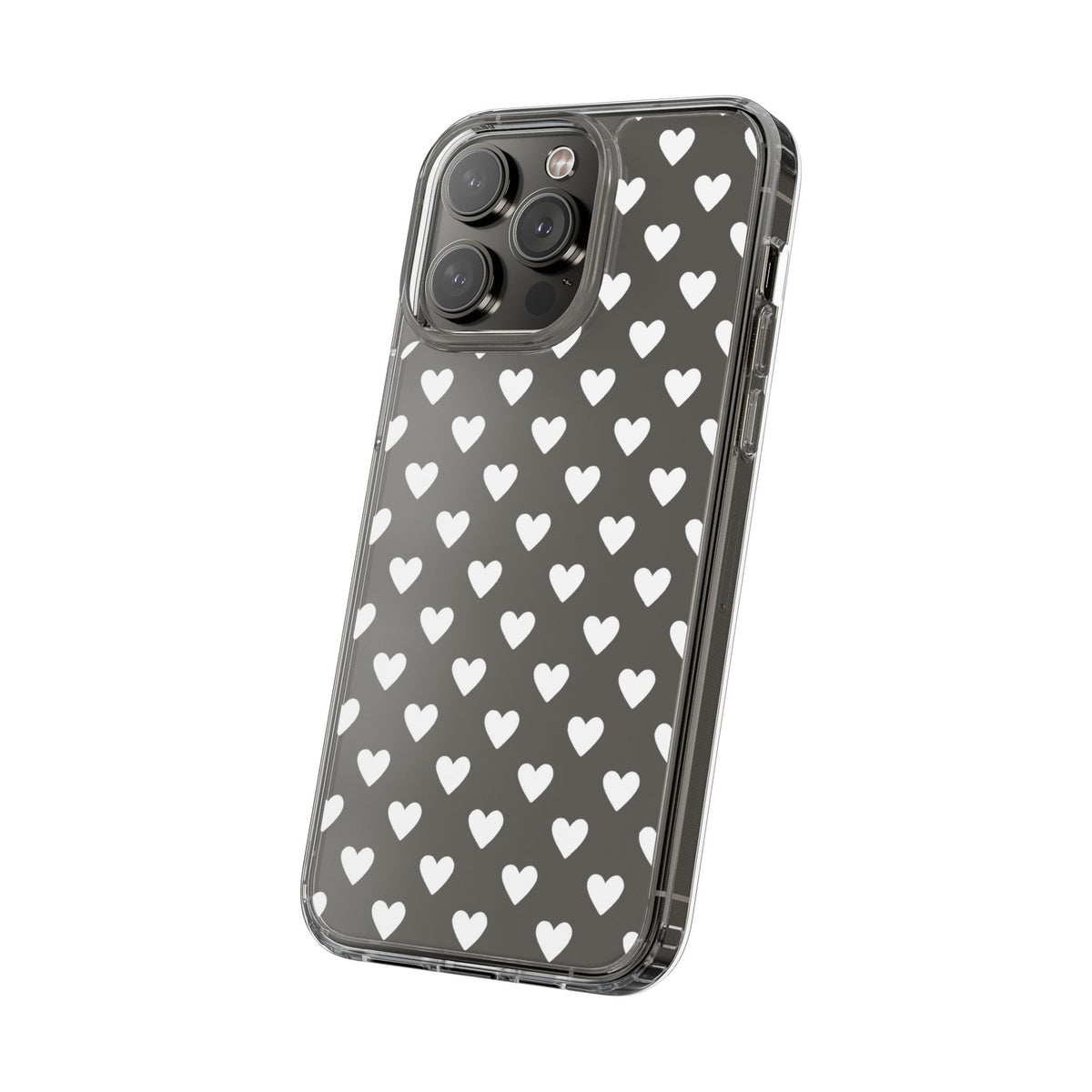 White Heart Pattern — Clear Phone Case