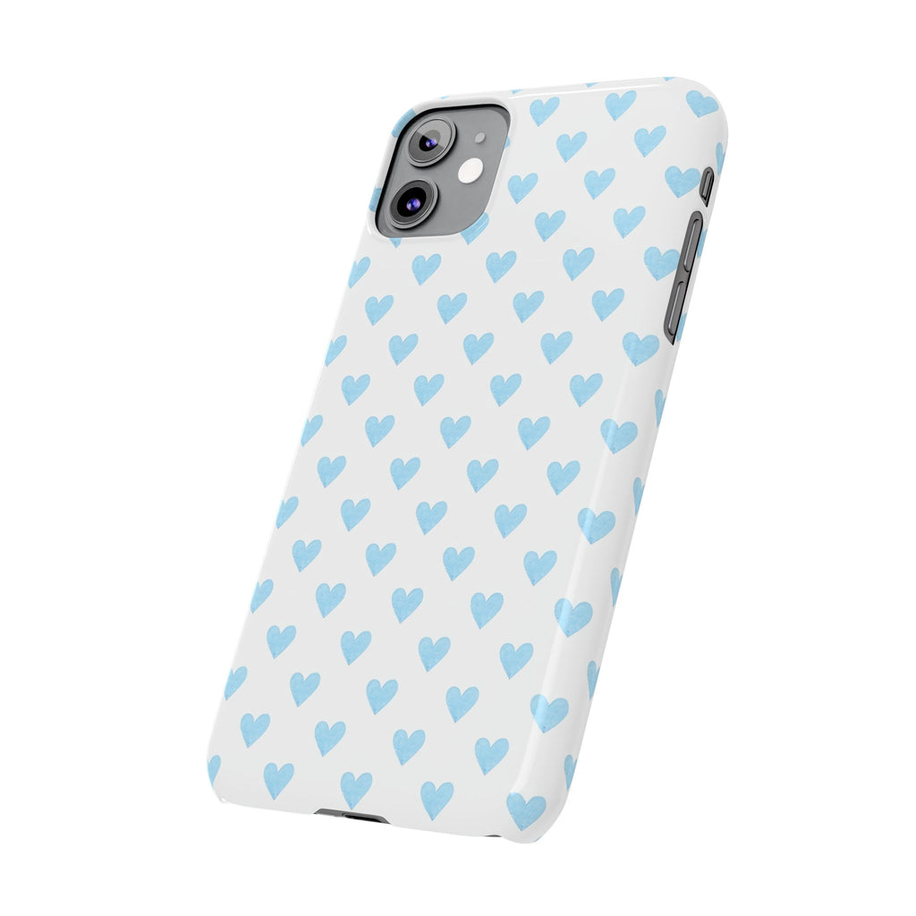 Blue Heart Pattern - Slim iphone Case