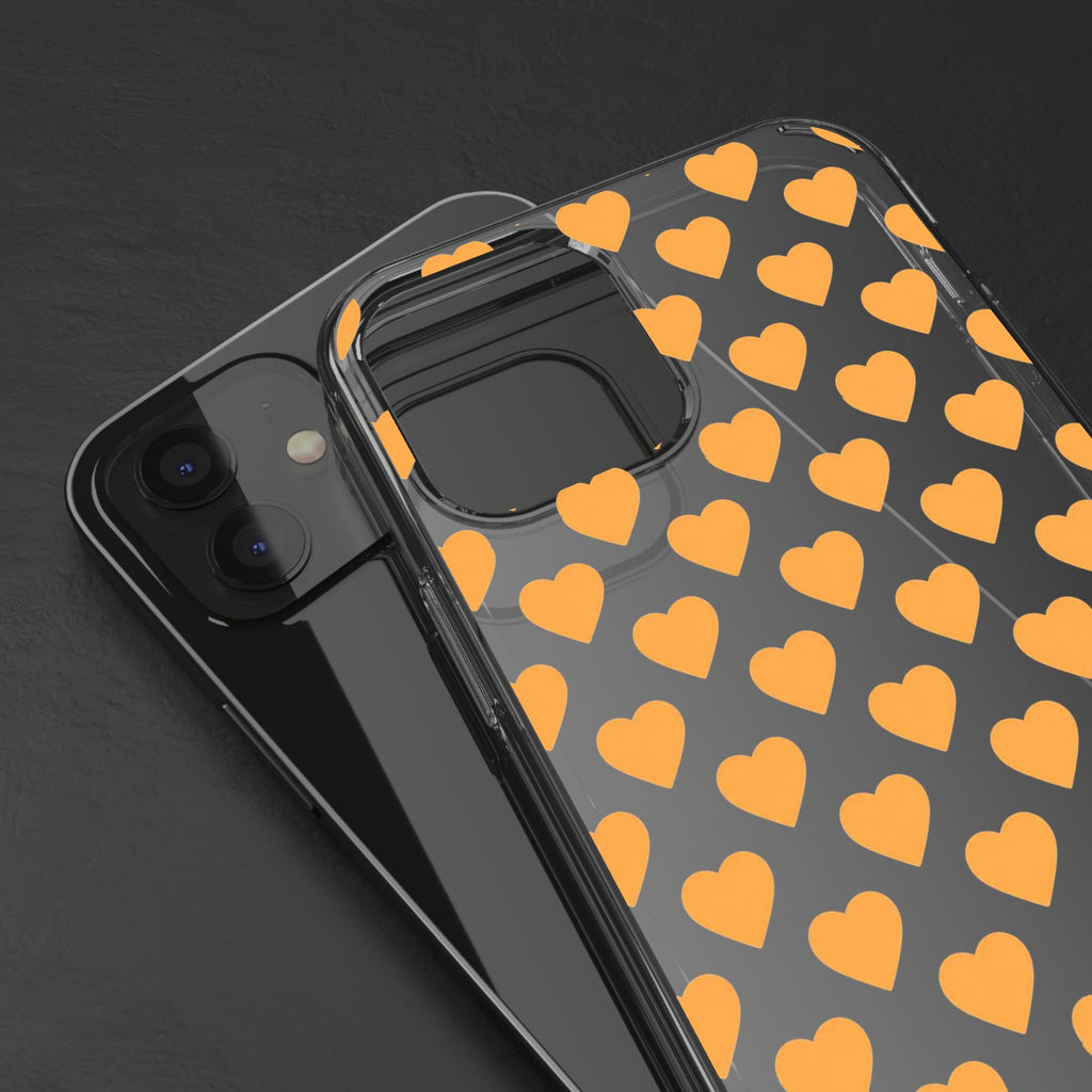 Orange Heart Pattern— Clear Phone Case
