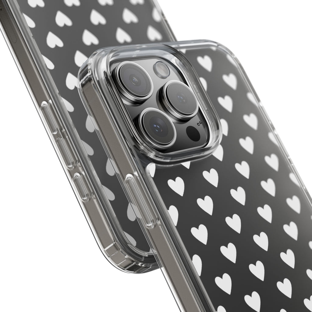 White Heart Pattern — Clear Phone Case