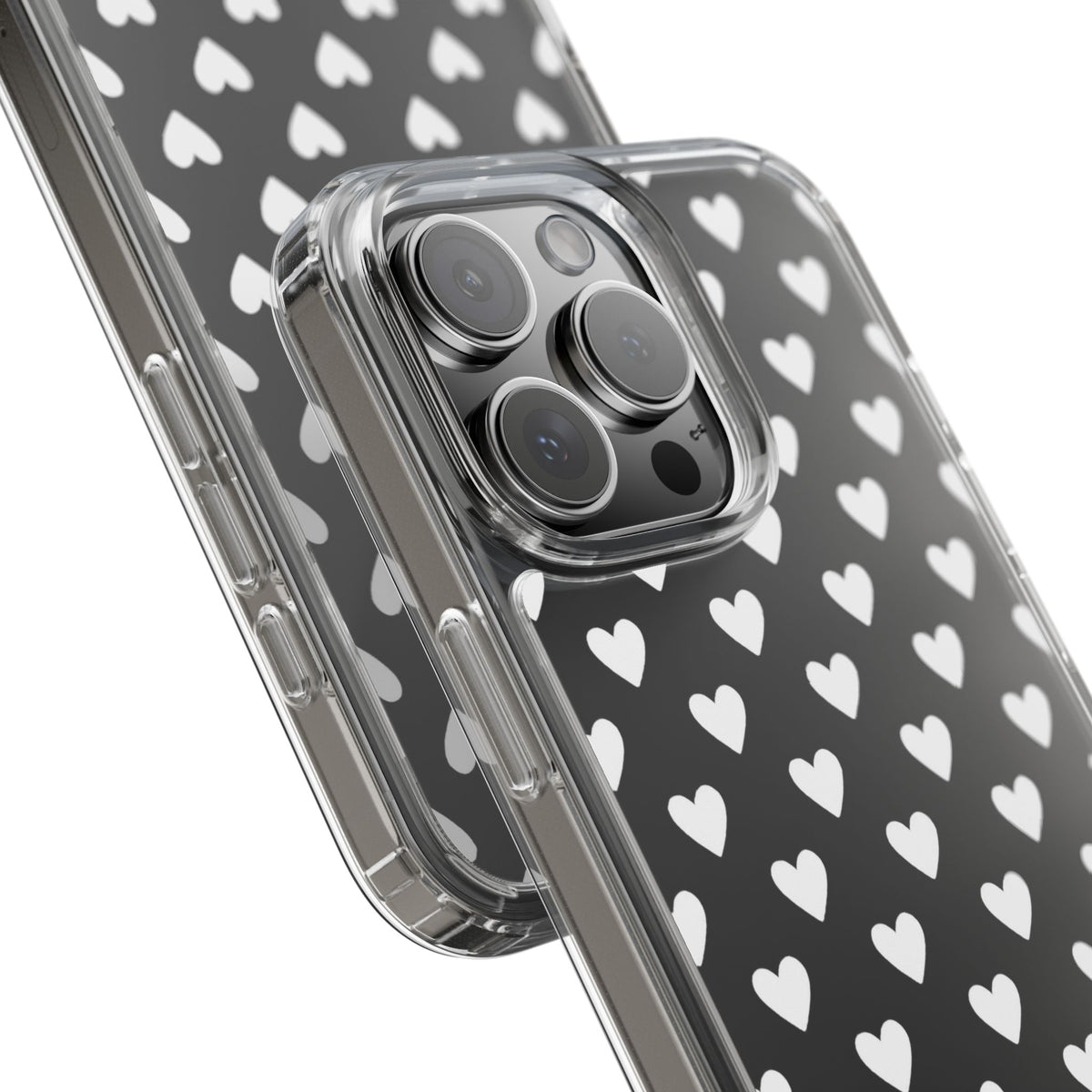 White Heart Pattern — Clear Phone Case