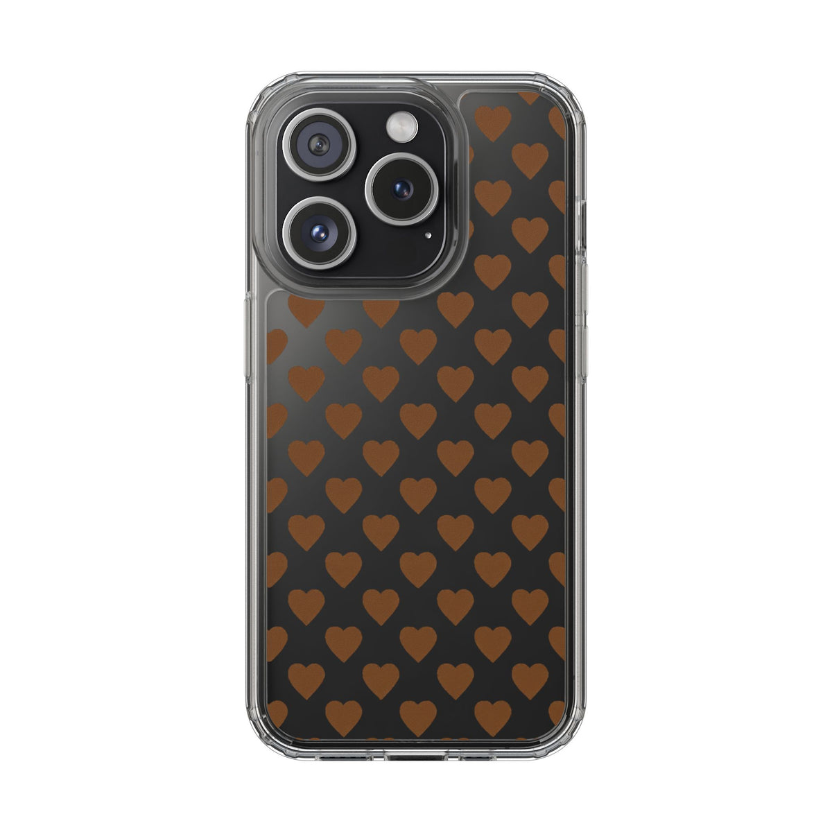 Brown Heart Pattern — Clear Phone Case