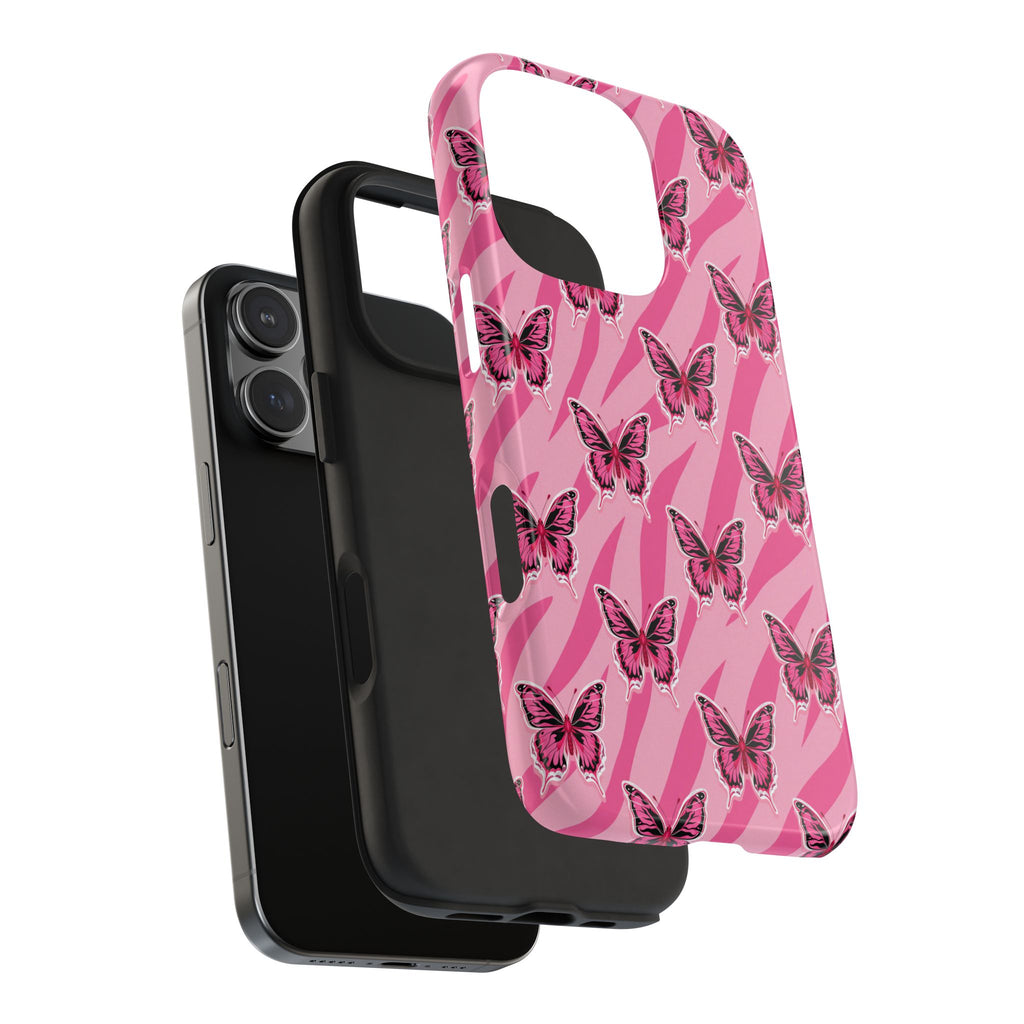 Pink Butterfly and Zebra— Tough Phone Case