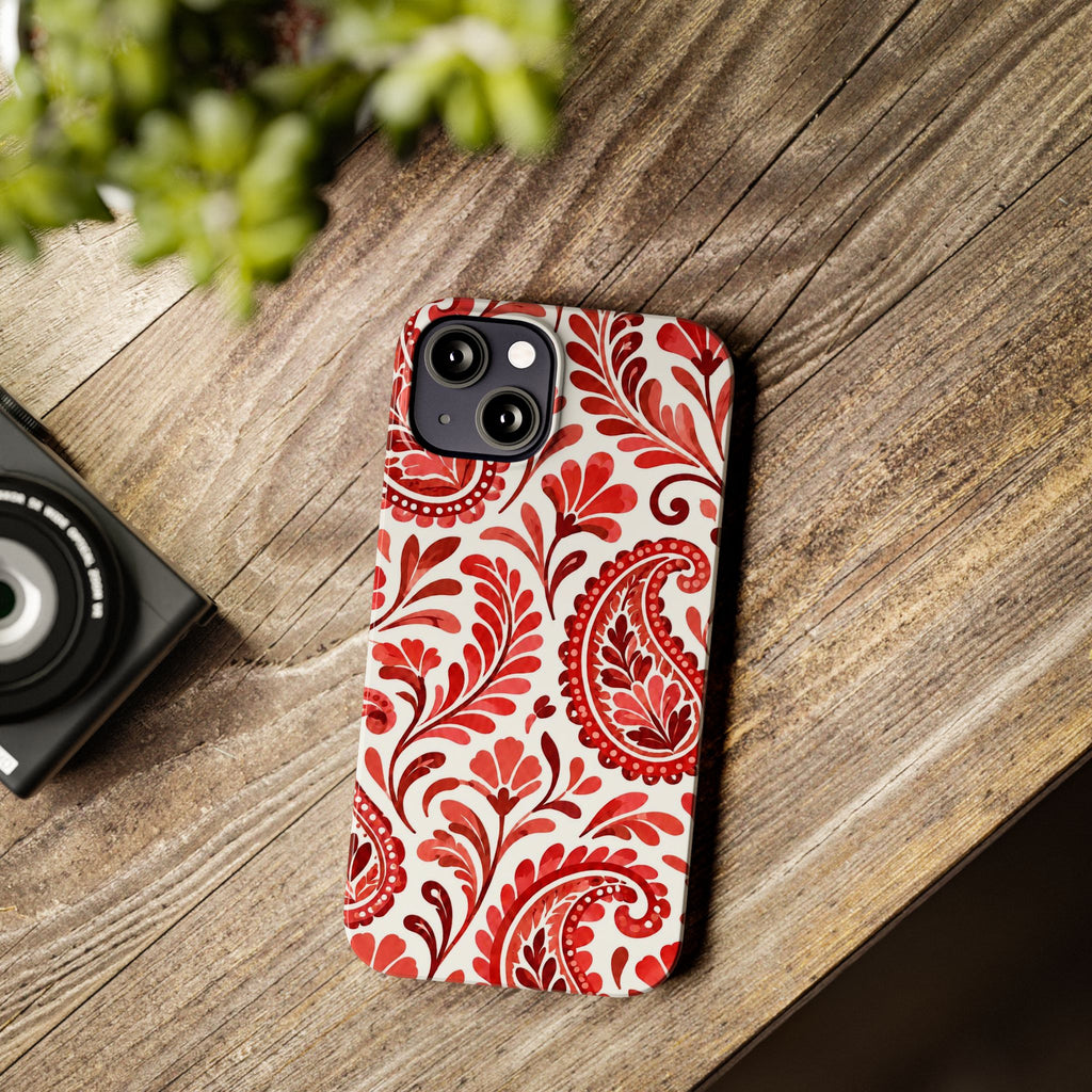 Red Paisley Pattern — Slim iphone Case