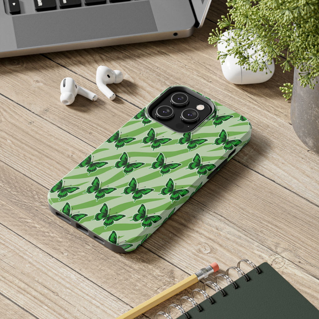 Green Butterfly and Zebra —Tough Phone Case
