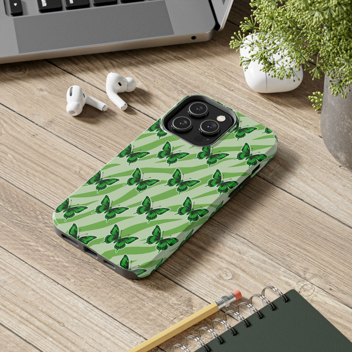 Green Butterfly and Zebra —Tough Phone Case