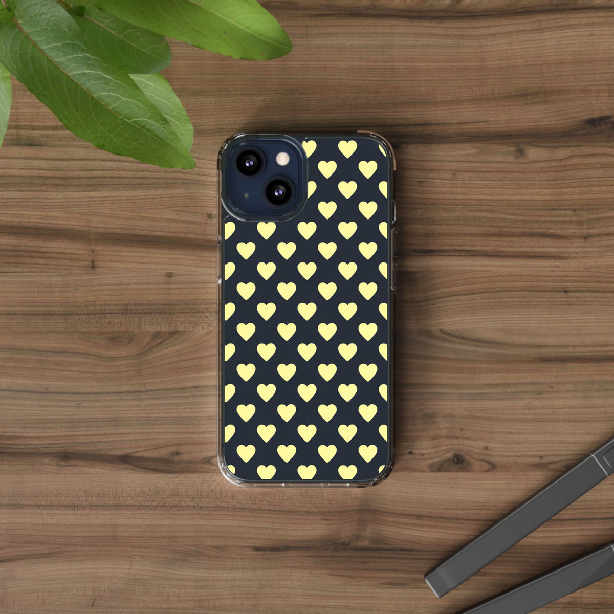 Yellow Heart Pattern — Clear Phone Case