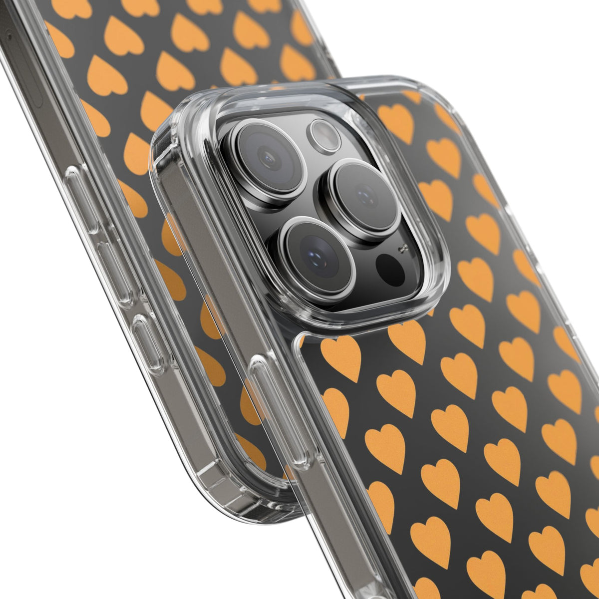 Orange Heart Pattern— Clear Phone Case