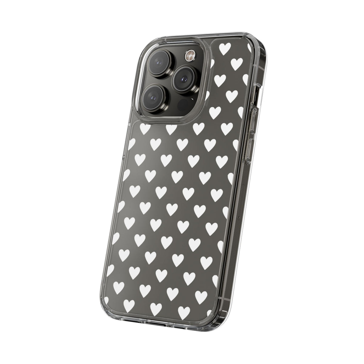 White Heart Pattern — Clear Phone Case