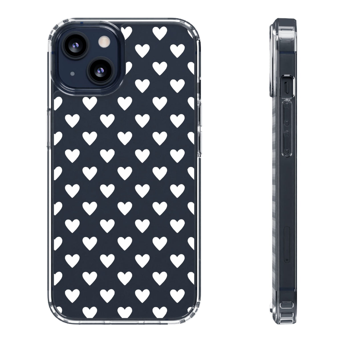 White Heart Pattern — Clear Phone Case