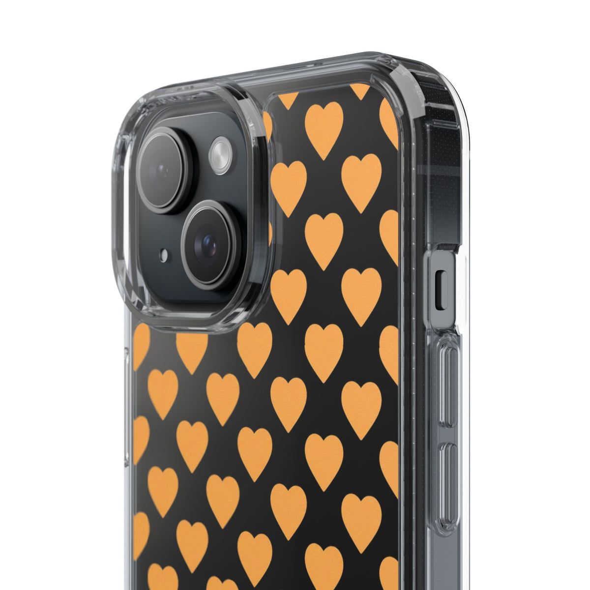 Orange Heart Pattern— Clear Phone Case