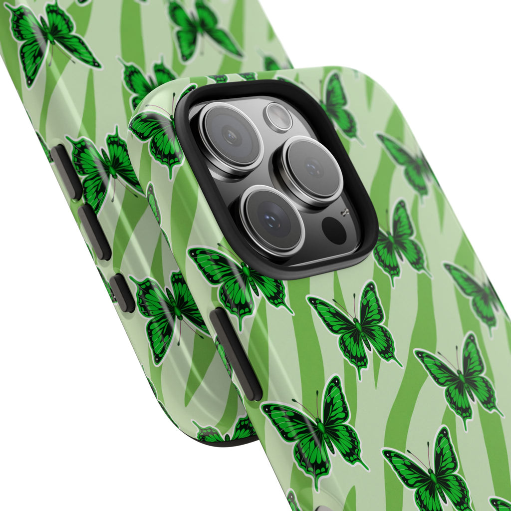 Green Butterfly and Zebra —Tough Phone Case