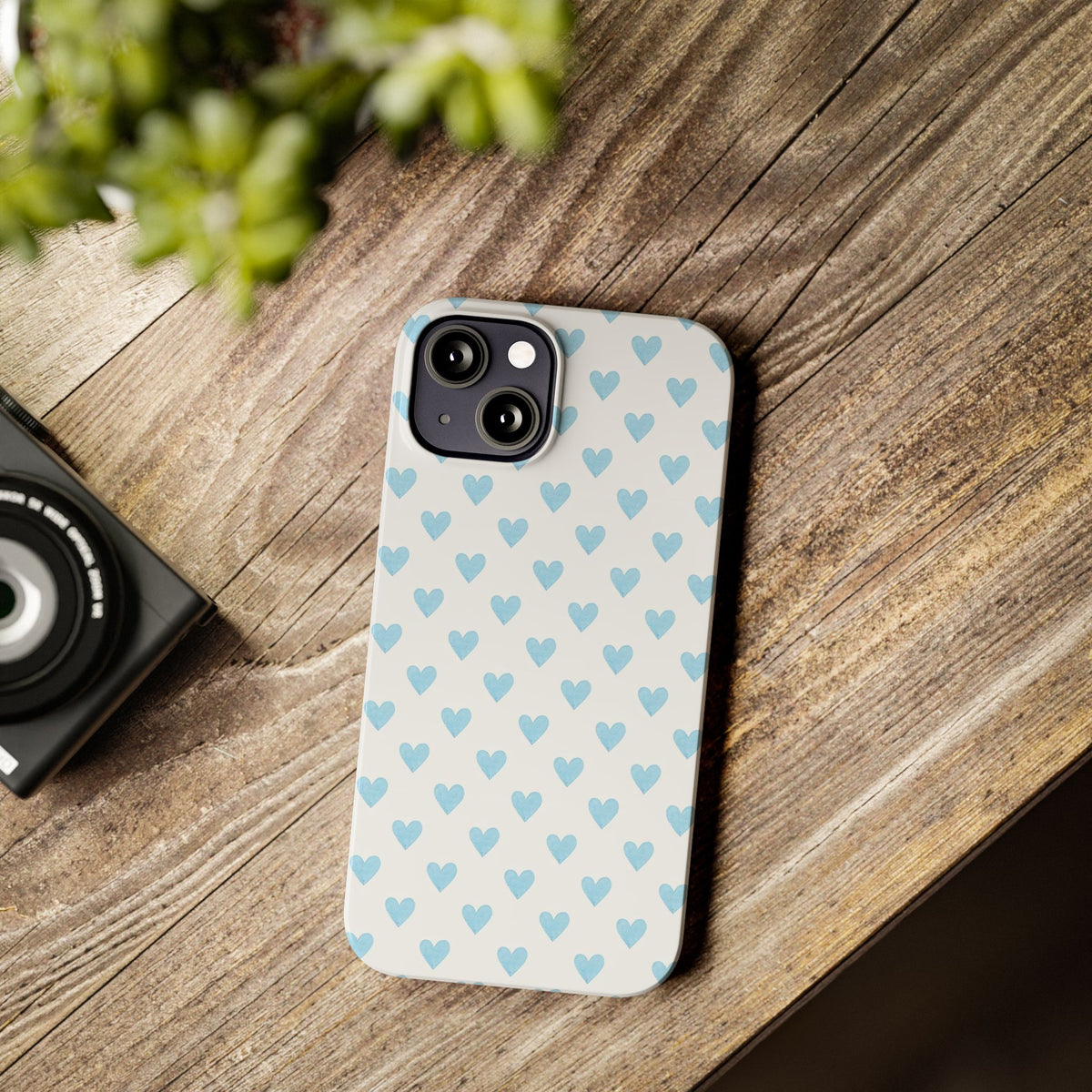 Blue Heart Pattern - Slim iphone Case