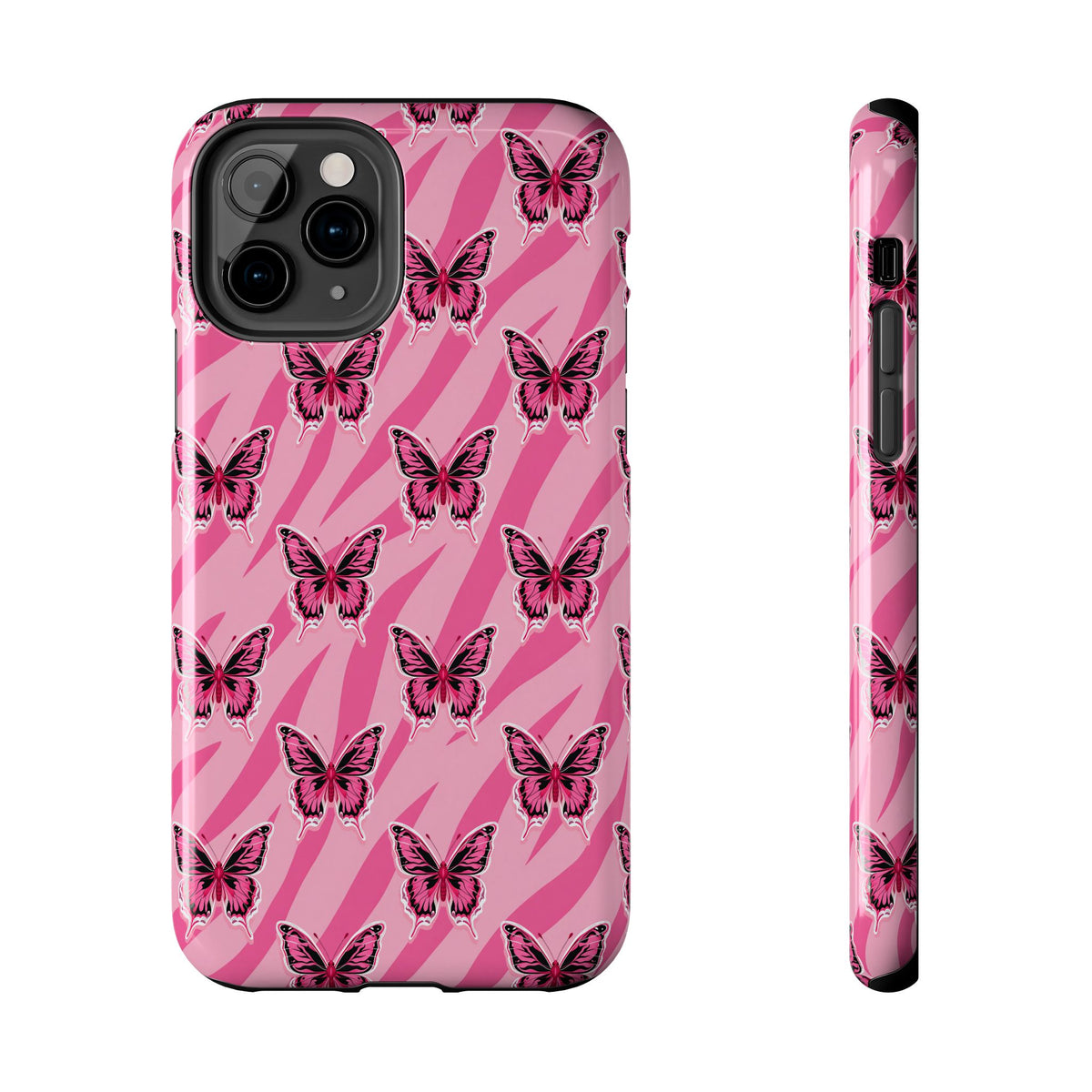 Pink Butterfly and Zebra— Tough Phone Case