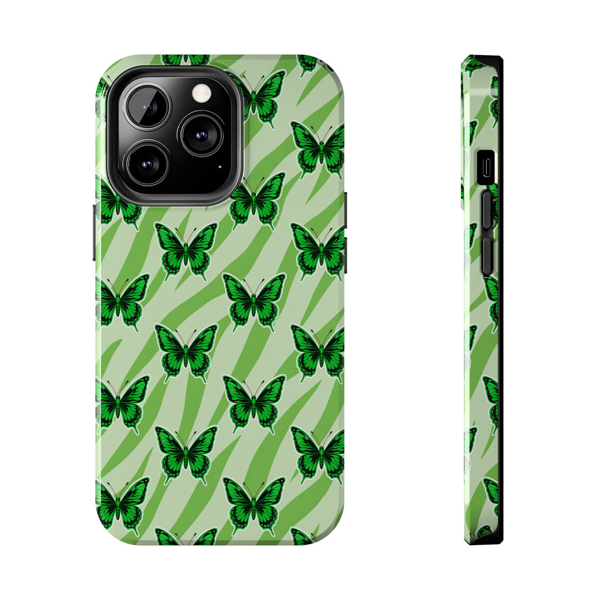 Green Butterfly and Zebra —Tough Phone Case