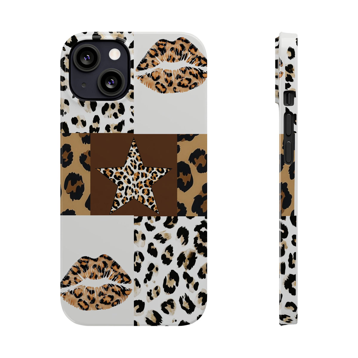 Leopard Kiss Patchwork—  Slim iphone Case