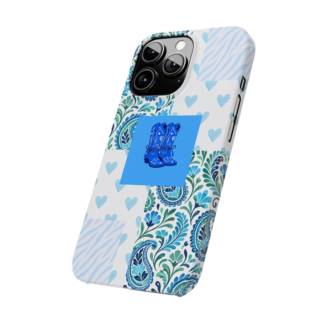 Blue Boot Multi Pattern  – Slim iphone Case