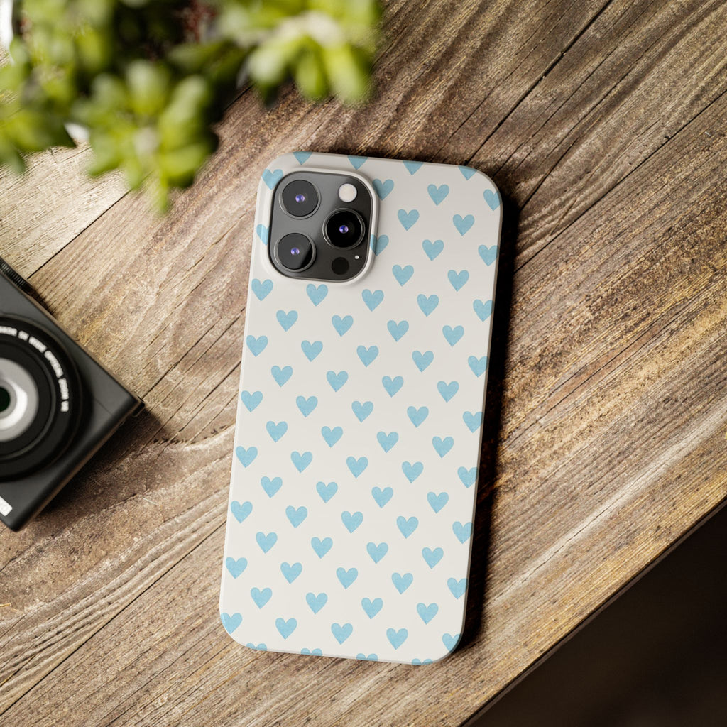 Blue Heart Pattern - Slim iphone Case