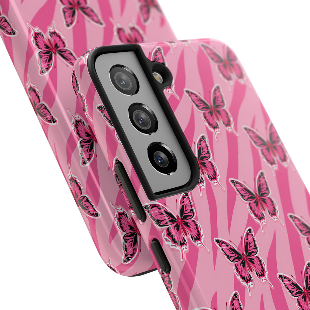 Pink Butterfly and Zebra— Tough Phone Case