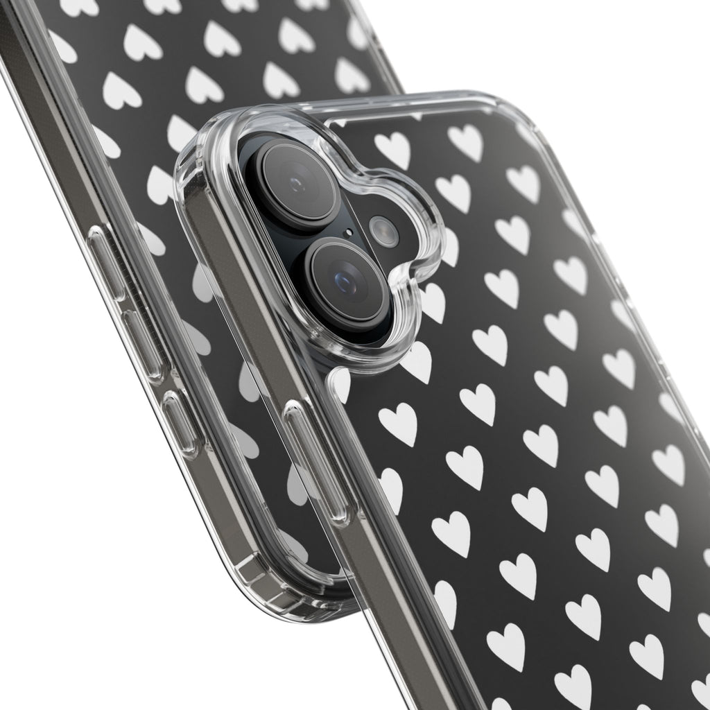 White Heart Pattern — Clear Phone Case