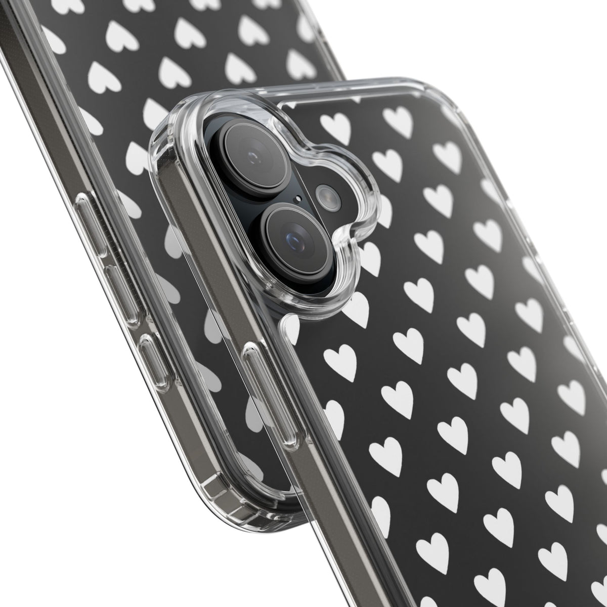 White Heart Pattern — Clear Phone Case