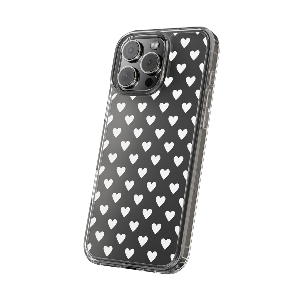 White Heart Pattern — Clear Phone Case