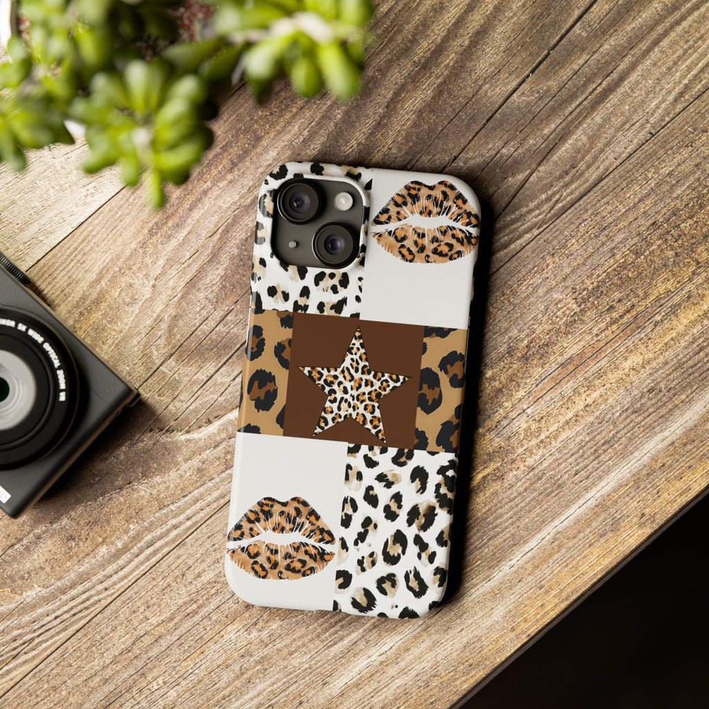 Leopard Kiss Patchwork—  Slim iphone Case