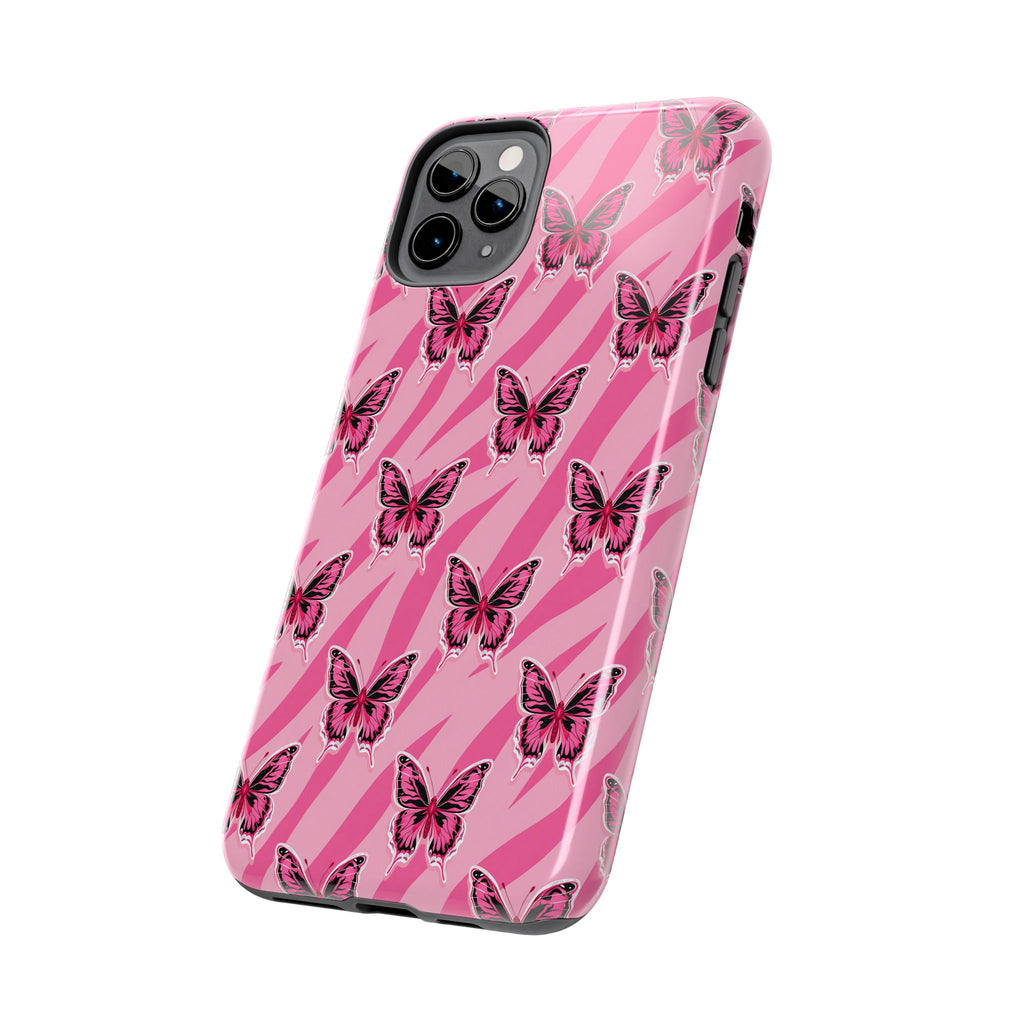 Pink Butterfly and Zebra— Tough Phone Case