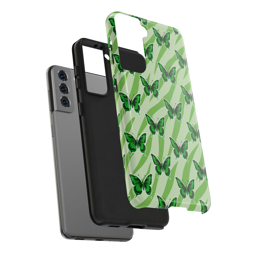 Green Butterfly and Zebra —Tough Phone Case