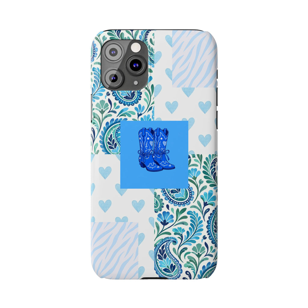 Blue Boot Multi Pattern  – Slim iphone Case
