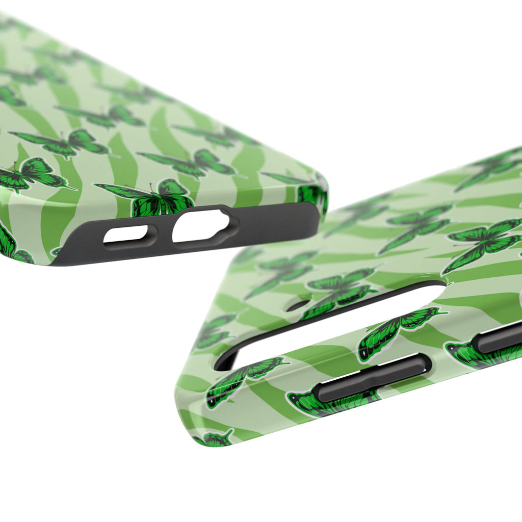 Green Butterfly and Zebra —Tough Phone Case