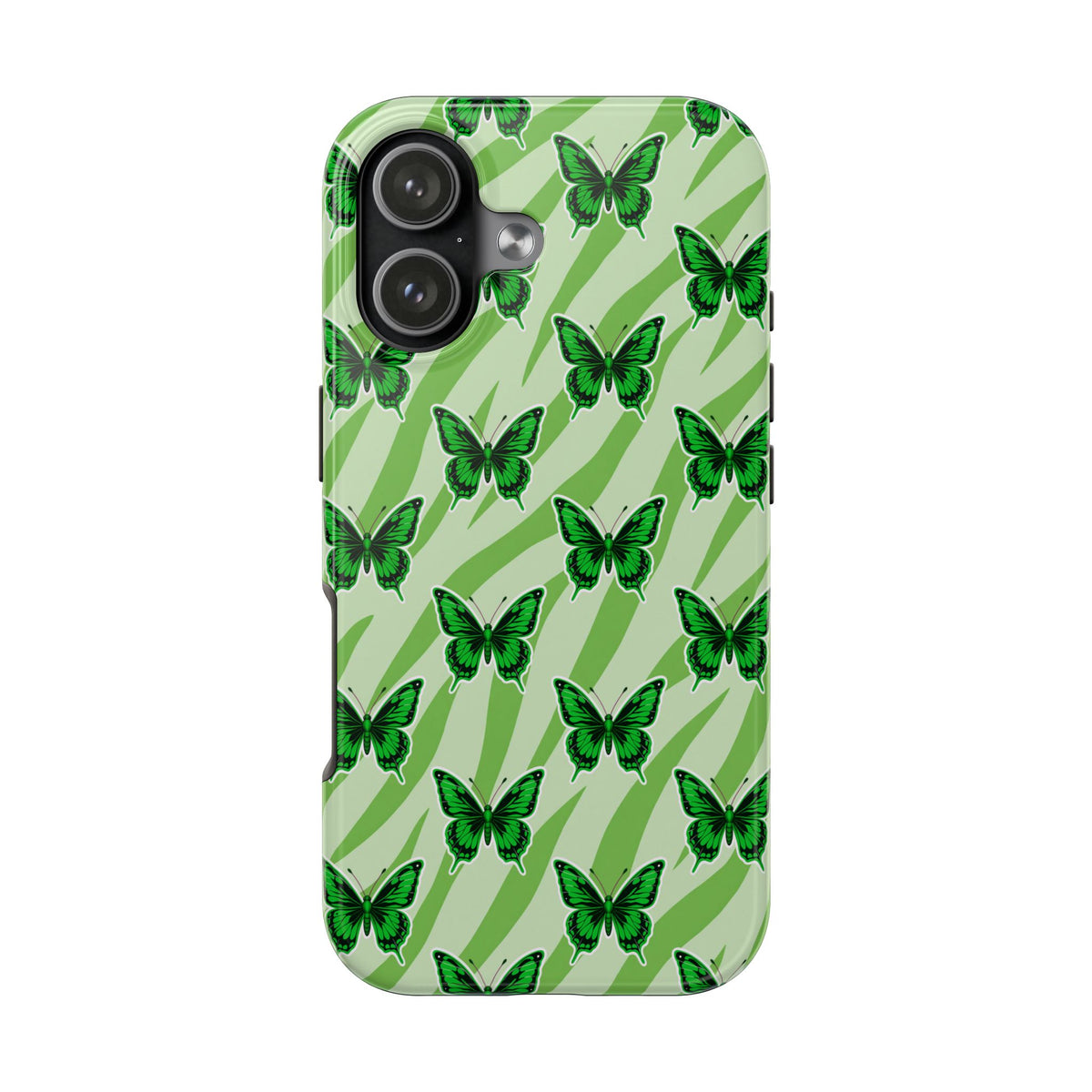 Green Butterfly and Zebra —Tough Phone Case