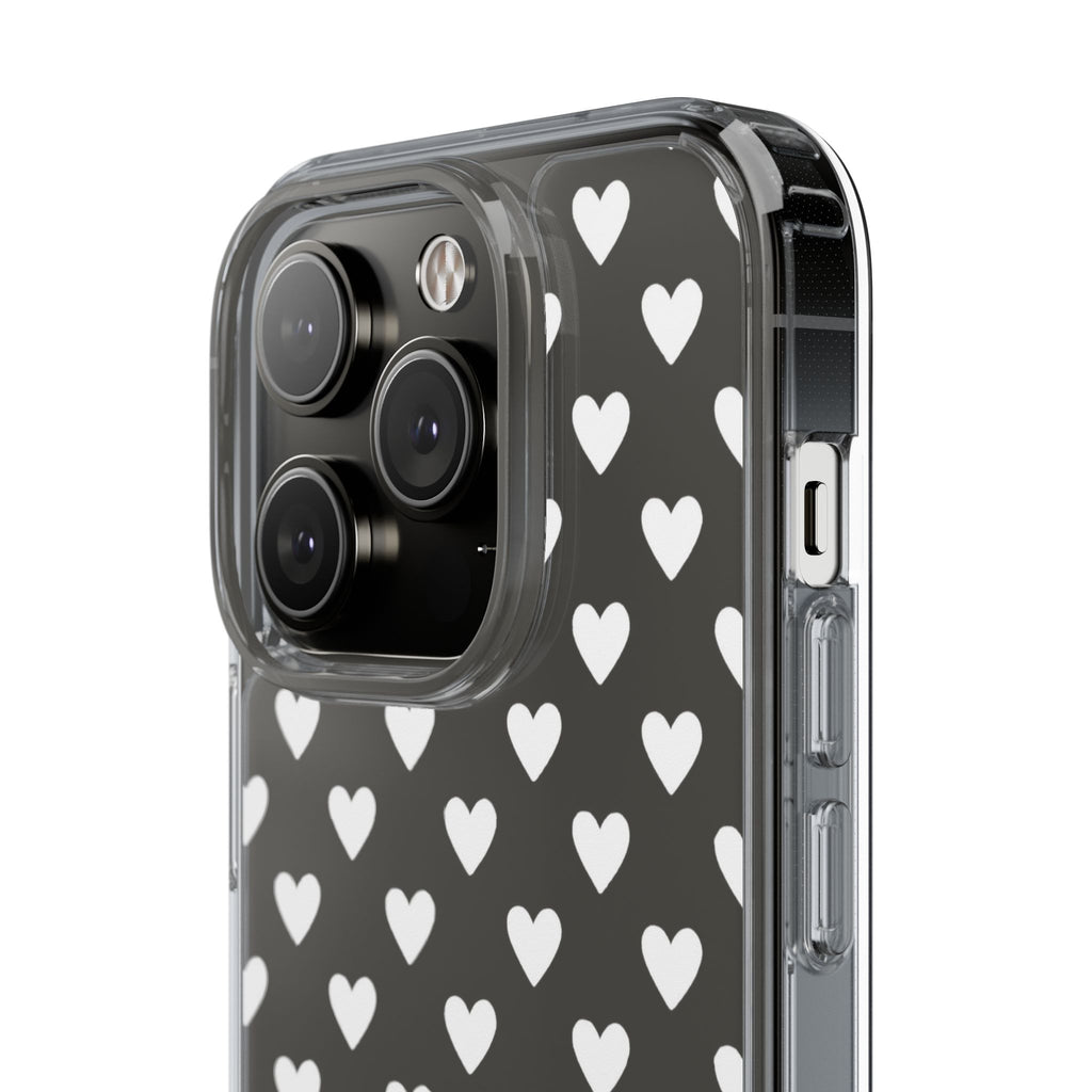 White Heart Pattern — Clear Phone Case