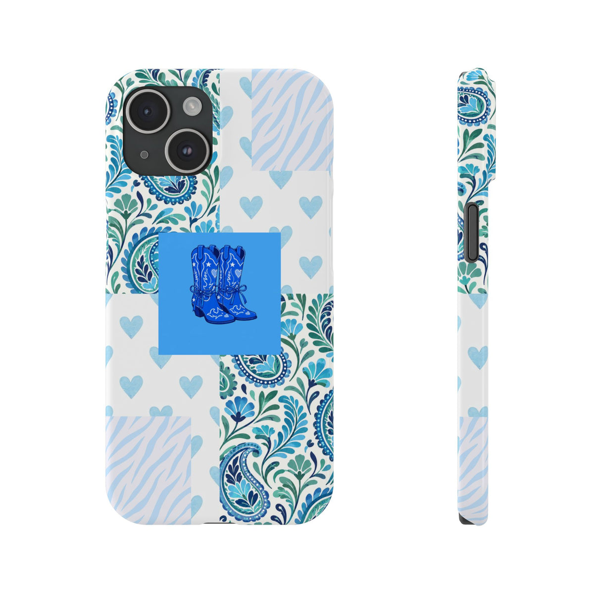 Blue Boot Multi Pattern  – Slim iphone Case