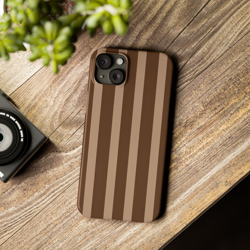 Retro Brown Stripes— Slim iphone Case