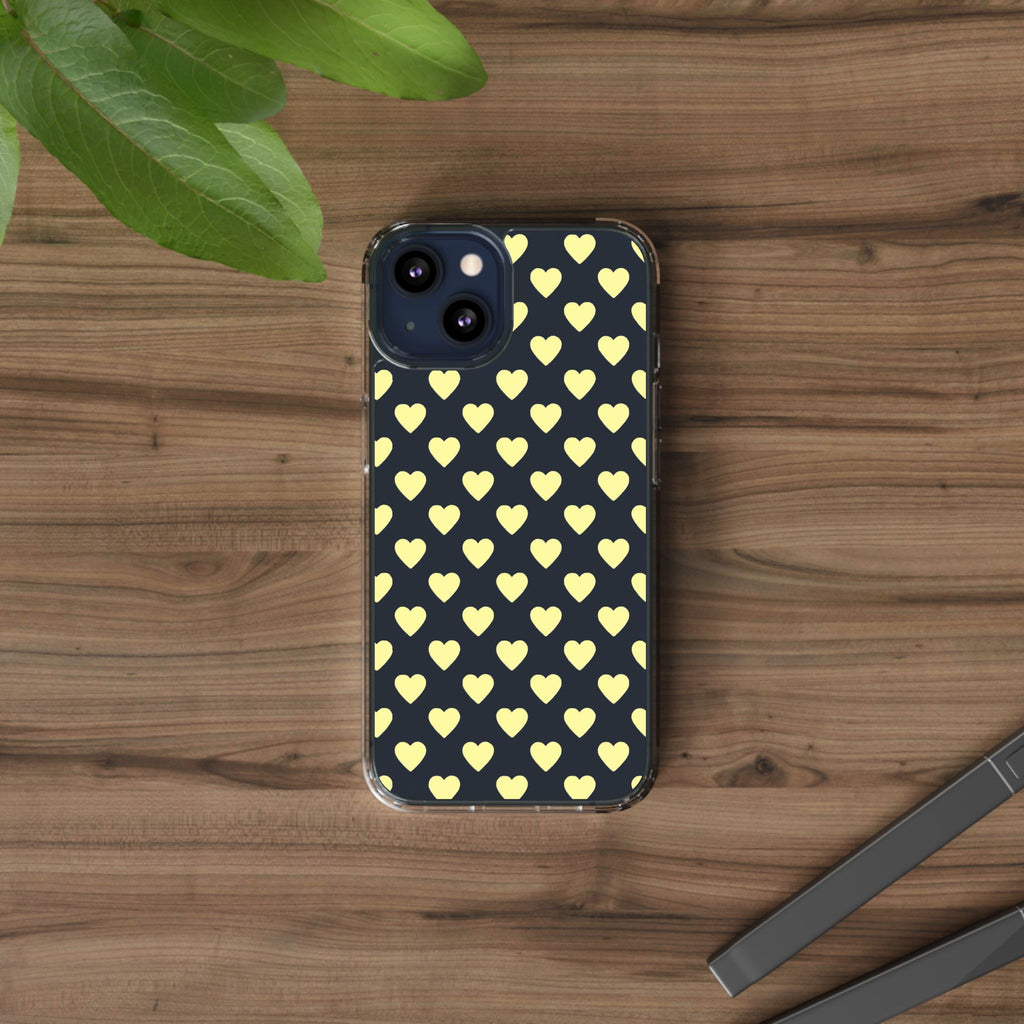 Yellow Heart Pattern — Clear Phone Case