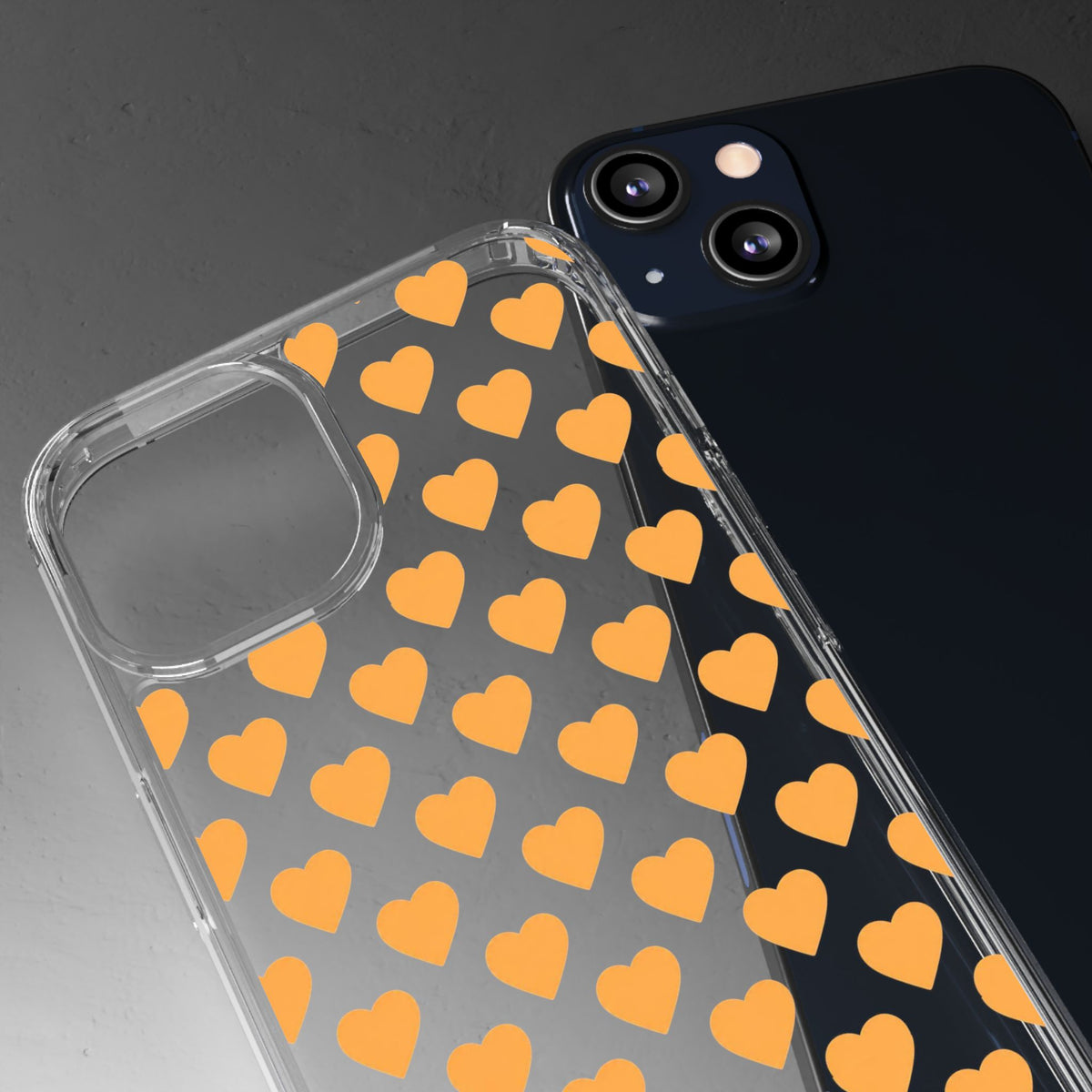 Orange Heart Pattern— Clear Phone Case